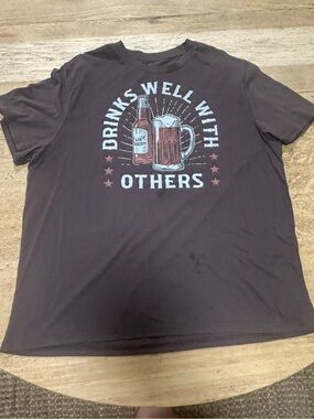 Brown Graphic Tee - 'Drinks Well With Others' Men's Shirt